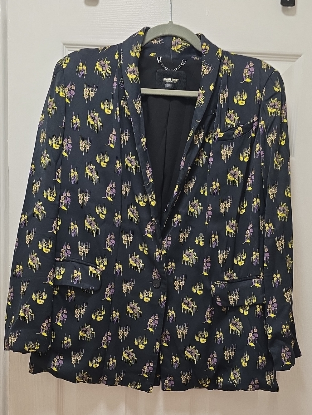 Rachel Comey Black Blazer with Yellow & Purple Floral Motif